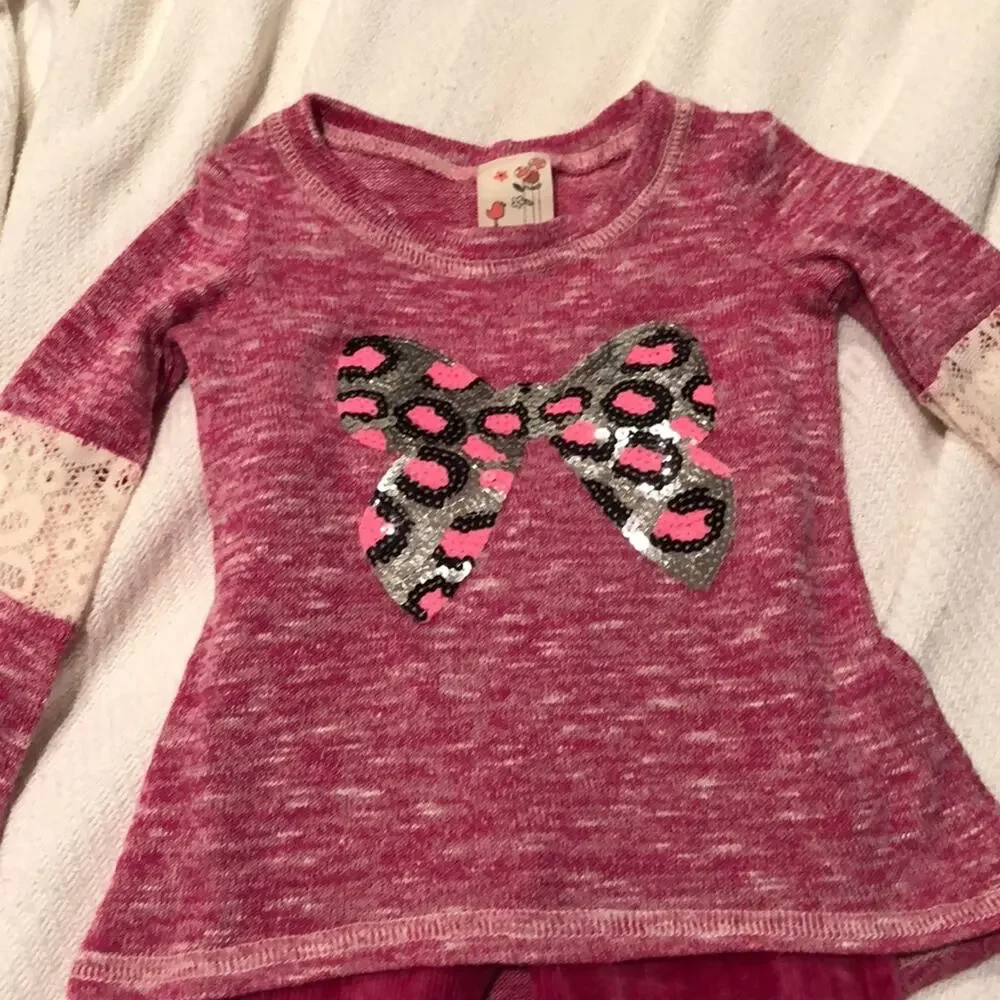 Mod tod 2t raspberry sequin top/leggings worn once